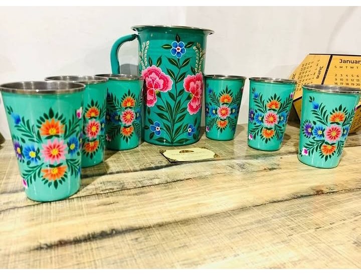 Enamelware Jug & Tumbler Set